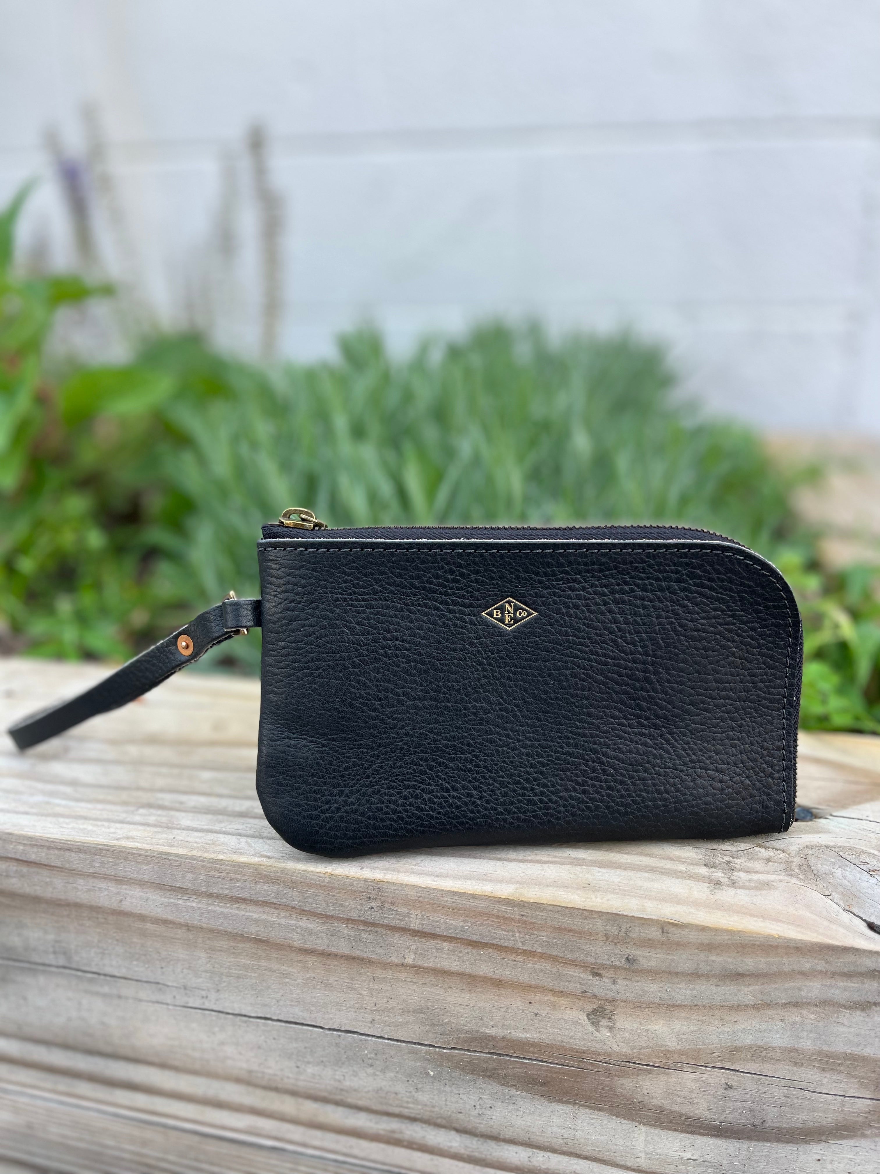 Black discount leather wristlet